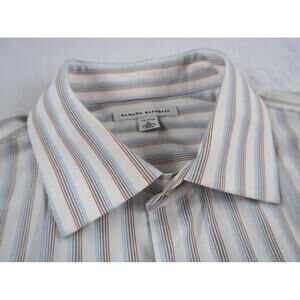 Banana Republic Men's Button Up White Striped Dress Shirt - XL (17-17.5)